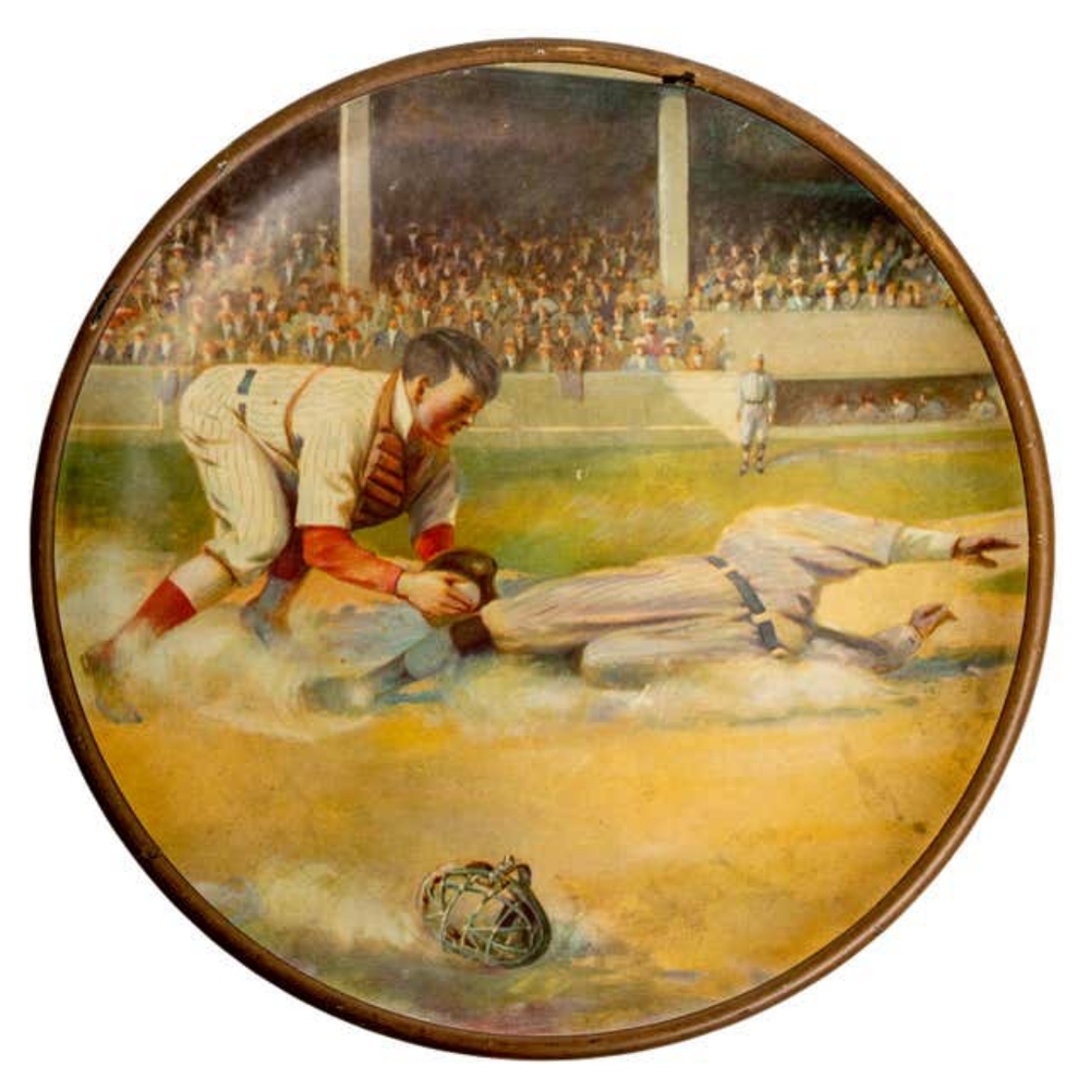 Antique Vienna Art Tin Plate Baseball Circa 1920s Collectible 10" Plate